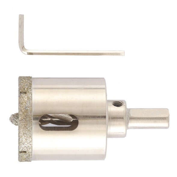 Сверло алмазное по керамике и стеклу Matrix 726453, 45x67 мм, центрирующее сверло, трехгранный хвостовик