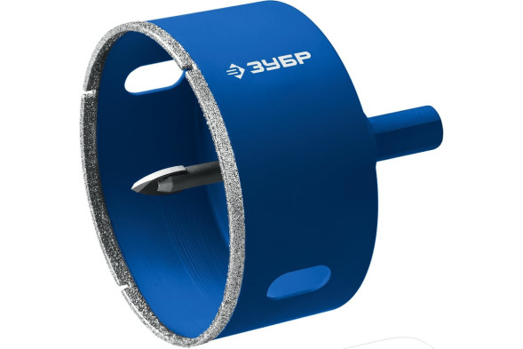 Сверло алмазное по керамике и стеклу Зубр АГК Профессионал 29850-73, 73x35 мм, P60, трехгранный хвостовик