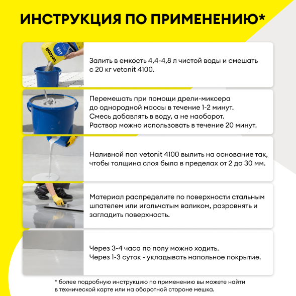 Высокопрочный наливной пол Vetonit 4100, 20 кг