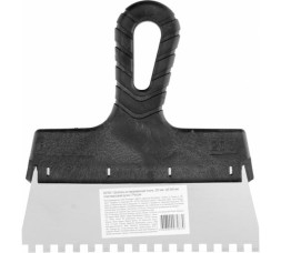 Шпатель зубчатый из нержавеющей стали Sparta 85158 с пластмассовой ручкой, 200 мм, зуб 6х6