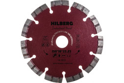 Диск отрезной алмазный турбо-сегмент Hilberg Industrial Hard HI803, 150х2,5х22,23 мм, по армированный бетон, камень, сухой/мокрый рез